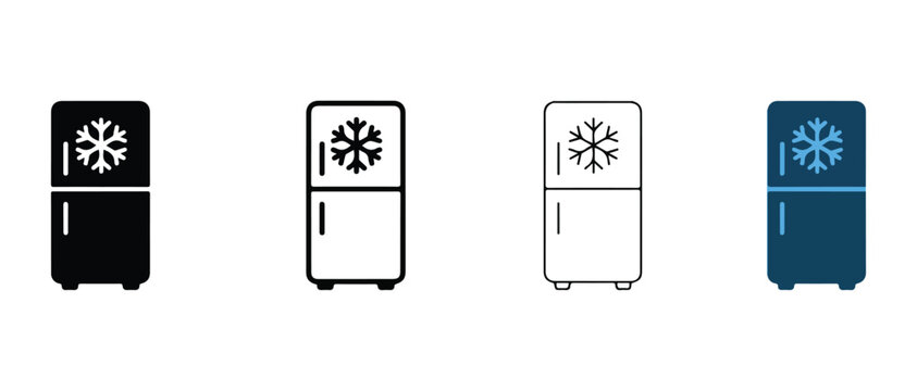 refrigerator icons with snowflake symbols on top  household appliances for kitchen use