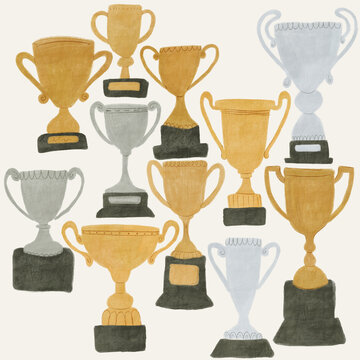 Hand drawn trophies