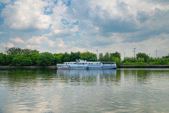 Pleasure boat on the river at summer
