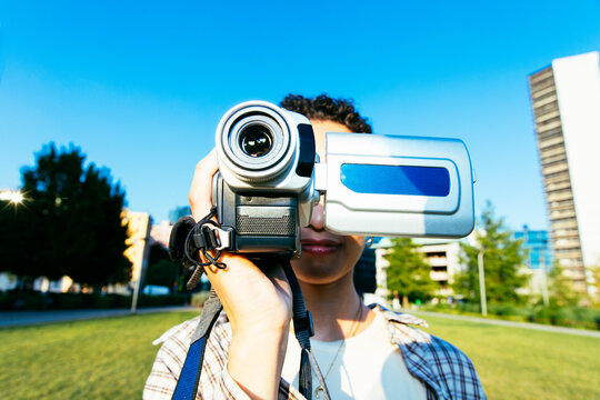 Woman Filming Outdoors