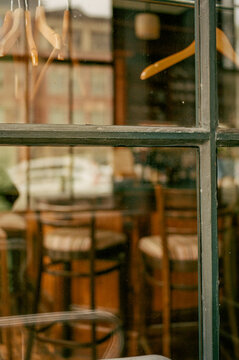 Glimpse Through a Restaurant Window Shot on Film