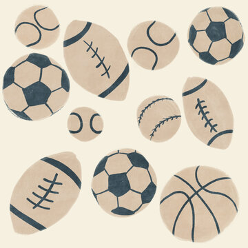 Illustrated sports balls