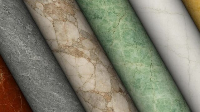 Premium natural marble presented in rotating columns featuring elegant veining polished finish and exceptional decorative stone quality