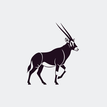 Minimalist vector logo of alert gemsbok