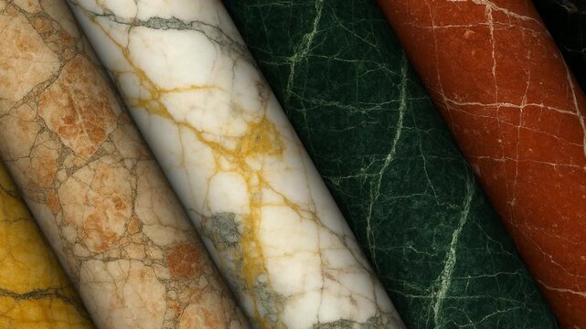 Elegant columns carved from exclusive marble revealing premium natural texture sophisticated mineral formations and polished stone surfaces