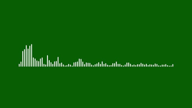 sound wave or audio wavefrom isolated on green screen background.Horizontal line Audio music timeline bar moving line .Music equalizer, Sound visualization, digital audio spectrum wave effect.4k