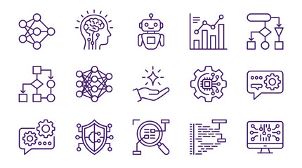 Fototapeta premium A vector illustration showcases various technology and business icons on a clean white background for vector1 eps file.