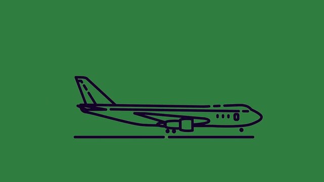 green screen line drawing plane airplane black animated chromakey style creative elements figure design composition gesture illustration
