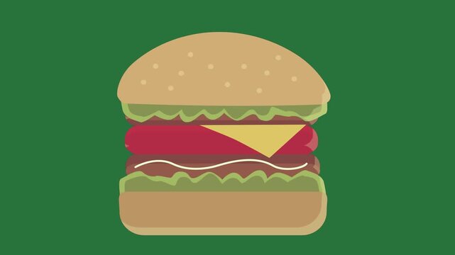 green border red apple hamburger screen green screen animated chromakey motion illustration layers scene expression creative cartoonish