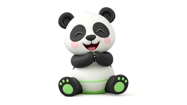 Smiling panda toy sitting on hoverboard.