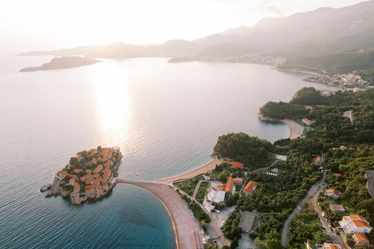 Aerial View of Sveti Stefan Island Resort Montenegro