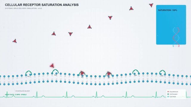 Digital Animation Showing Cellular Receptor Saturation in a Medical Laboratory Environment