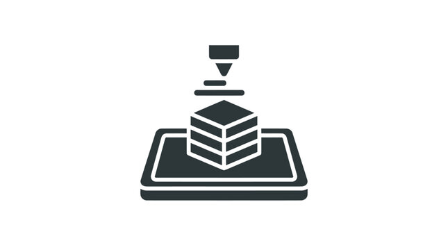 3D Printer Printing Cube Icon