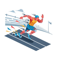 Obraz premium Athletic runner sprinting on a track with speed lines.