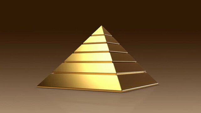 static display of pyramids against a gradient background with elegant and sophisticated mood in a commercial branding context, neutral perspective, metallic materials, gold and brown colors.