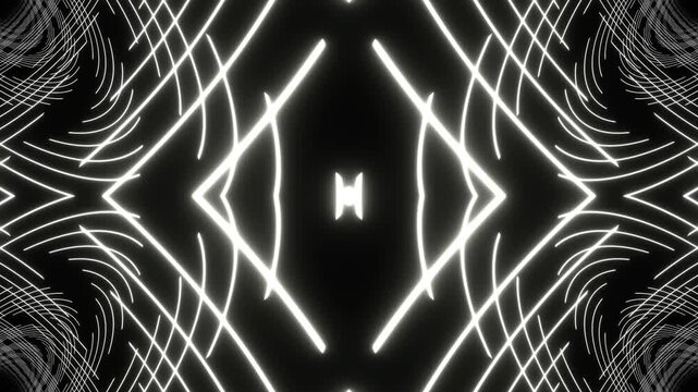 White Flashing Neon Spiral Kaleidoscope Background VJ Loop in 4K