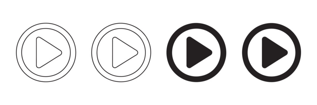 Play button icon, video and audio player control symbol, media interface element, editable vector illustration design