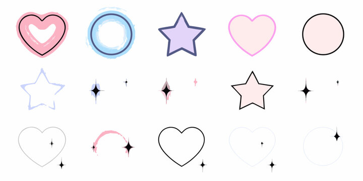 Heart Star And Circle Shapes With Pastel Gradients And Sparkles