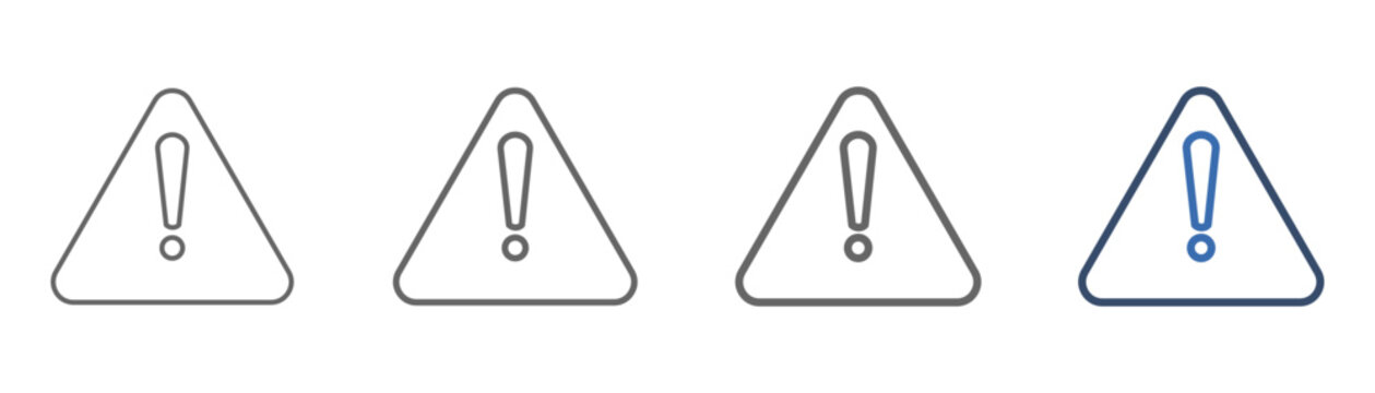 
Warning outline icon set featuring warning sign designs