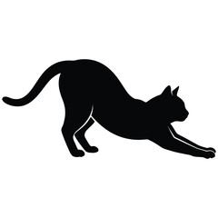 Black cat stretching on white background in low poly style © AbdullahAl