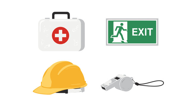 Industrial Safety and Emergency Response Equipment Icon Set