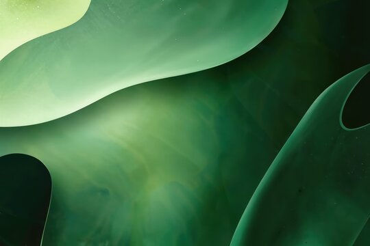 Fond abstrait vert aux formes fluides et organiques avec d&eacute;grad&eacute;s doux, illustration moderne minimaliste