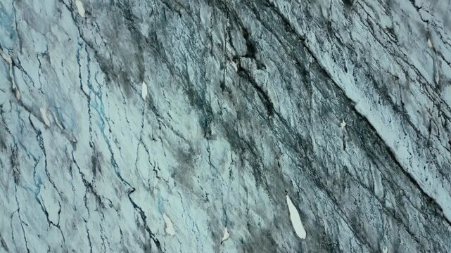 Salmon Glacier showing detailed ice field textures from an aerial drone viewpoint in British Columbia, Canada