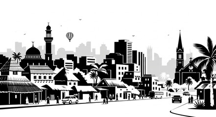 Obraz premium vector illustration of a city