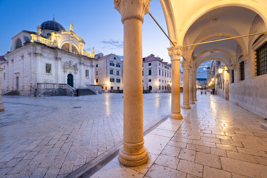 Dubrovnik, Croatia at Luza Square and St. Blaise Cathedral