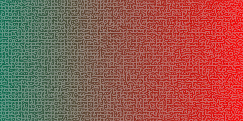 Fototapeta premium Bangladesh flag in seamless Turing diffusion pattern background in red and green with chaotic linear motion. Features abstract biological shapes and organic textures.