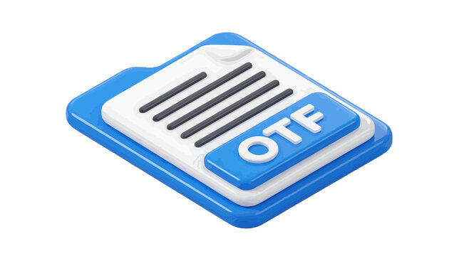 Vector illustration of 3d icon of an otf font file format on a transparent background