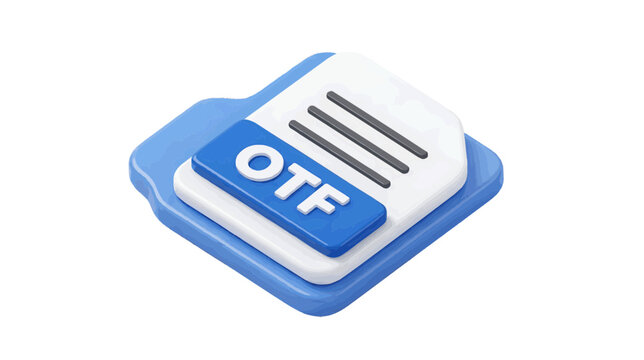 Vector illustration of 3d icon of an otf font file format on a transparent background