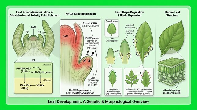 Scientific Diagram Showing Leaf Development and Primordium Growth Stages
