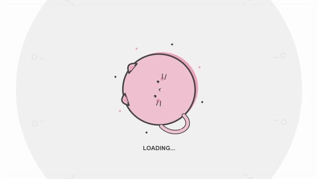 Cute Pink Cat Character Loading Animation Graphic Design