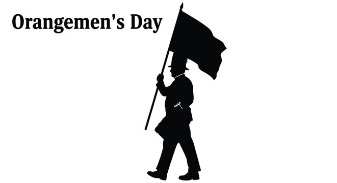 Orangemen's Day silhouette of a marcher with flag high quality