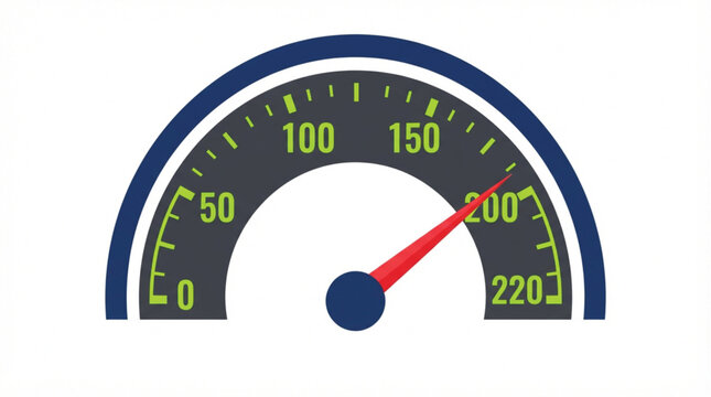  Flat design green speedometer vector icon representing modern internet broadband speed test application and hosting server data performance symbol