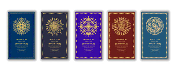 Premium luxury mandala invitation template set for greeting card and certificate cover © Nipa