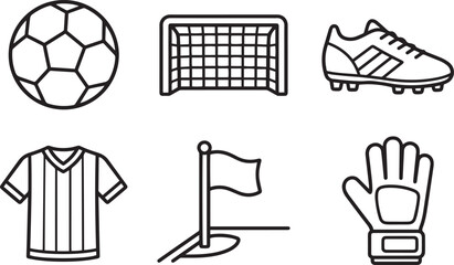 Soccer Modern and Premium Icon Set, Featuring ball, goal, cleat and More, Editable Stroke, Outline Icon Collection © MNSTUDIO