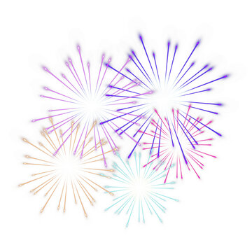 PNG of Vibrant golden and pink firework bursts displaying brilliant glowing light trails and explosive radiant sparks isolated on transparent background 