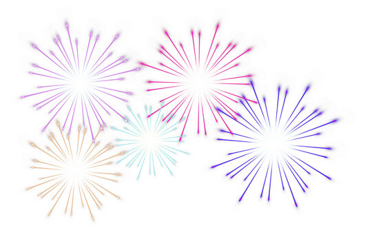  PNG of Vibrant golden and pink firework bursts displaying brilliant glowing light trails and explosive radiant sparks isolated on transparent background 