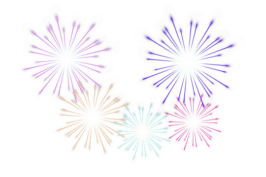  PNG of Vibrant golden and pink firework bursts displaying brilliant glowing light trails and explosive radiant sparks isolated on transparent background 