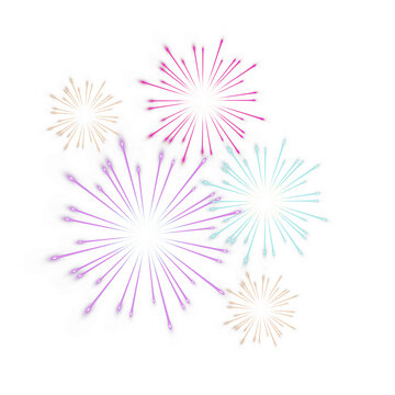  PNG of Vibrant golden and pink firework bursts displaying brilliant glowing light trails and explosive radiant sparks isolated on transparent background 