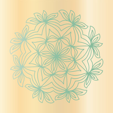 Soft green floral mandala, delicate pattern with gentle lines, ideal for decorative background.
