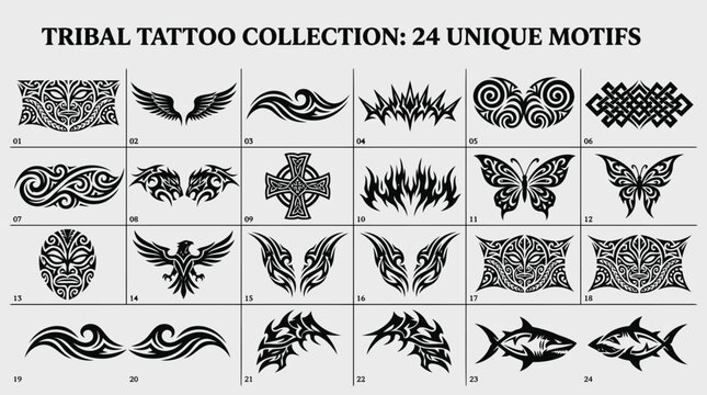 Tribal tattoo collection 24 unique neo tribal blackwork motifs