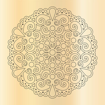 Intricate circular mandala design with swirling lines and geometric shapes for abstract art.