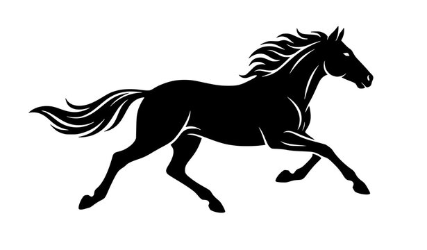 Minimalist galloping horse silhouette vector illustration