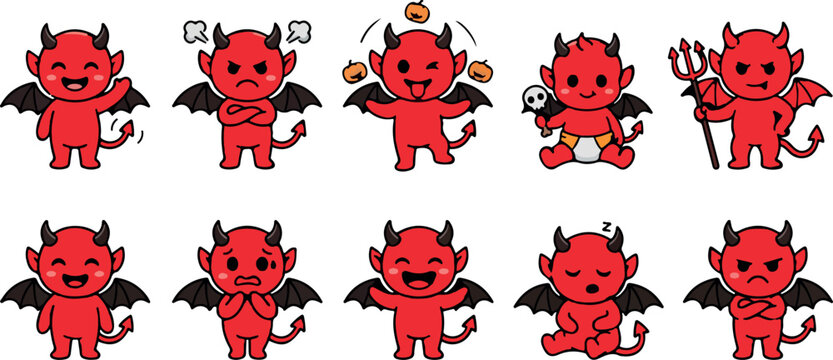 Cute halloween devil clipart spooky devil vector halloween sticker bundle funny devil emoji devil svg halloween clip art