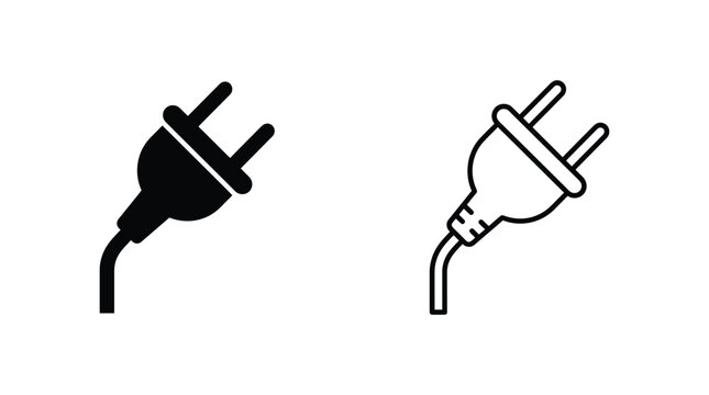 Electrical Plug Silhouette On White Background Two Variations Shown