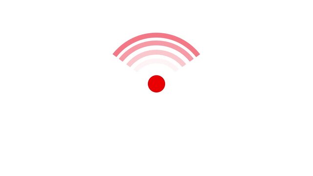 Wi-fi icon animation. Looped. Isolated on white background. Animated fade wave wifi signal icon. wi-fi network icon 4k .