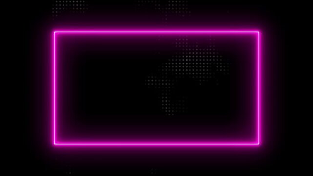 Glowing rectangle picture frame icon animation with beautiful smooth background. Rounded rectangle photo frame black background. Glowing neon technology frame background. 